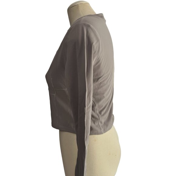 Halara Half Zip Long Sleeve Cropped Active Workout Shirt Sz Large Womens Gray - Picture 8 of 15